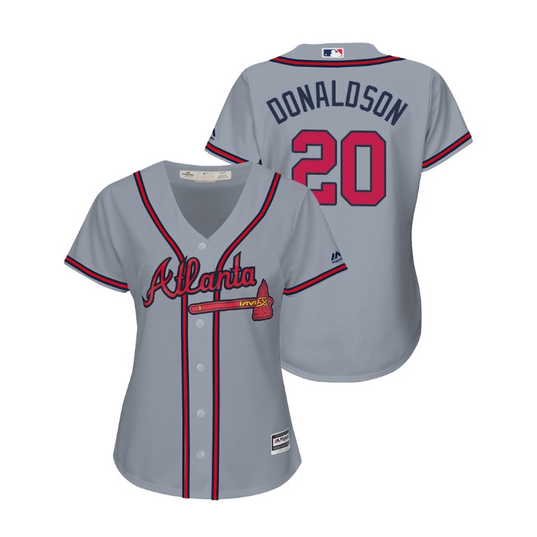 Women - Atlanta Braves Gray #20 2019 Cool Base Josh Donaldson Road Jersey Women - Atlanta Braves Gray #20 2019 Cool Base Josh Donaldson Road Jersey