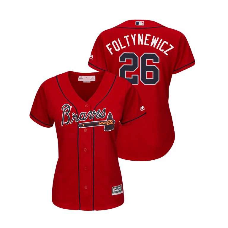 Women - Atlanta Braves Scarlet #26 2019 Cool Base Mike Foltynewicz Alternate Jersey
