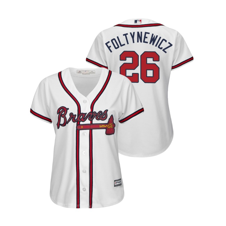 Women - Atlanta Braves White #26 2019 Cool Base Mike Foltynewicz Home Jersey