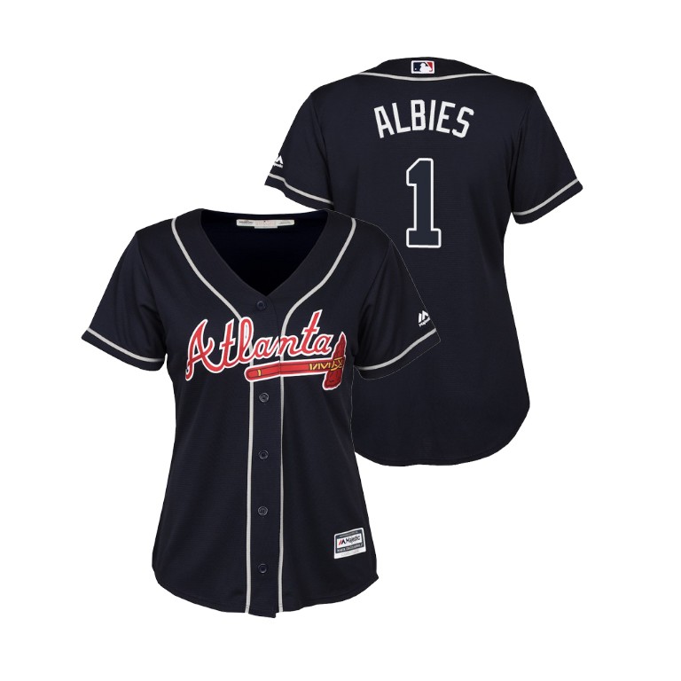 Women - Atlanta Braves Navy #1 2019 Cool Base Ozzie Albies Alternate Jersey Women - Atlanta Braves Navy #1 2019 Cool Base Ozzie Albies Alternate Jersey