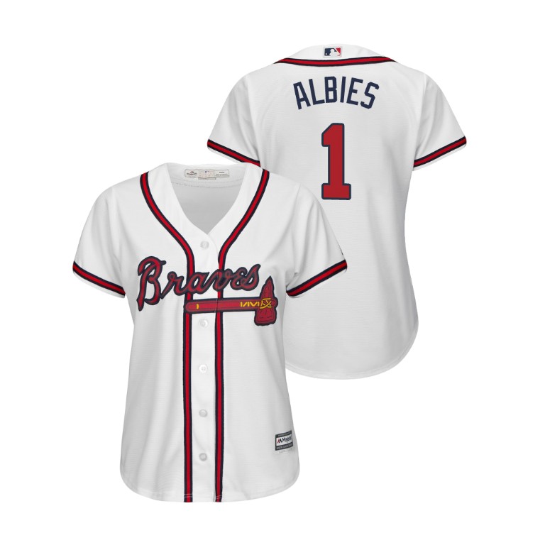 Women - Atlanta Braves White #1 2019 Cool Base Ozzie Albies Home Jersey Women - Atlanta Braves White #1 2019 Cool Base Ozzie Albies Home Jersey