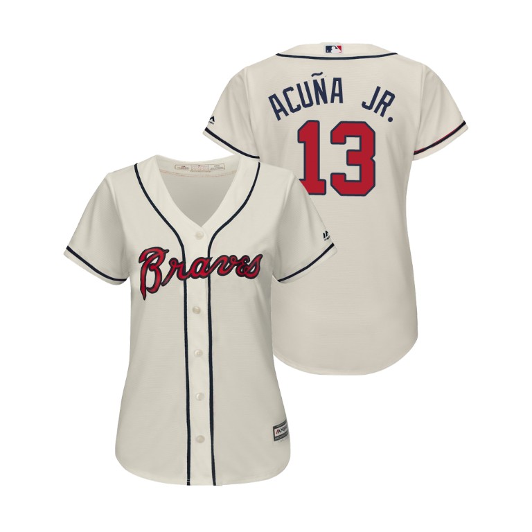 Women - Atlanta Braves Cream #13 2019 Cool Base Ronald Acuna Jr. Alternate Jersey Women - Atlanta Braves Cream #13 2019 Cool Base Ronald Acuna Jr. Alternate Jersey
