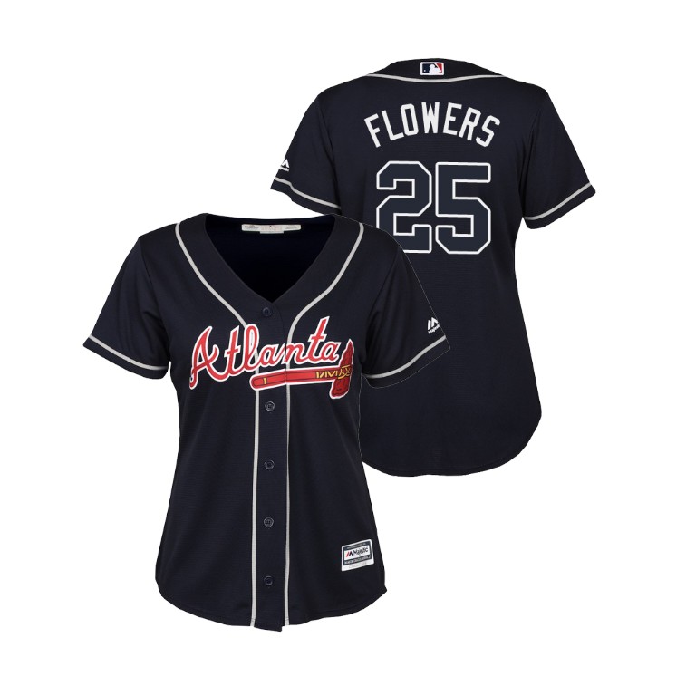 Women - Atlanta Braves Navy #25 2019 Cool Base Tyler Flowers Alternate Jersey