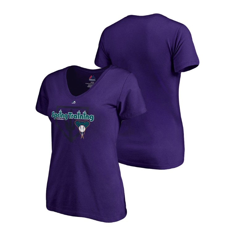 Women - Arizona Diamondbacks Vintage Purple V-Neck T-Shirt 2019 Spring Training Women - Arizona Diamondbacks Vintage Purple V-Neck T-Shirt 2019 Spring Training