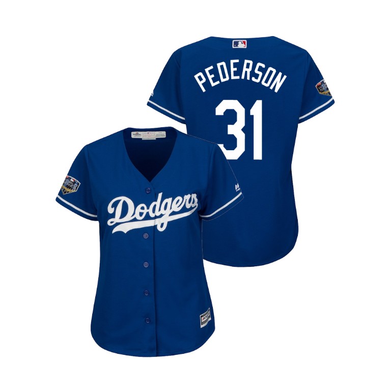 Women - Los Angeles Dodgers Royal #31 Joc Pederson Cool Base Jersey 2018 World Series