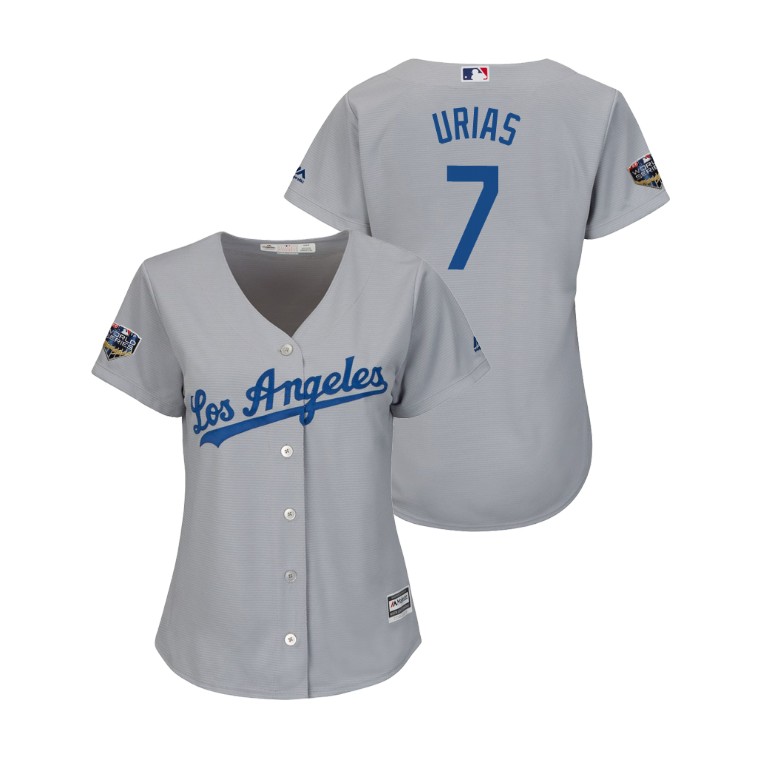Women - Los Angeles Dodgers Gray #7 Julio Urias Cool Base Jersey 2018 World Series