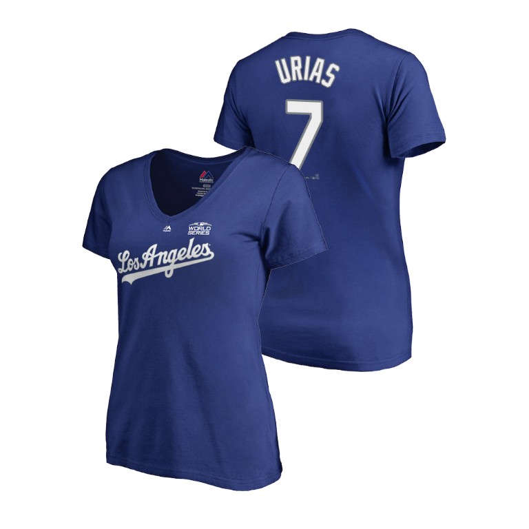 Women - Los Angeles Dodgers Royal #7 Julio Urias Majestic T-Shirt 2018 World Series Women - Los Angeles Dodgers Royal #7 Julio Urias Majestic T-Shirt 2018 World Series