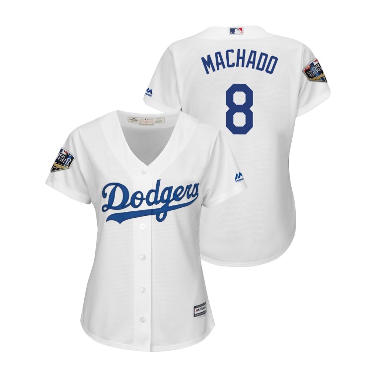 Women - Los Angeles Dodgers White #8 Manny Machado Cool Base Jersey 2018 World Series Women - Los Angeles Dodgers White #8 Manny Machado Cool Base Jersey 2018 World Series