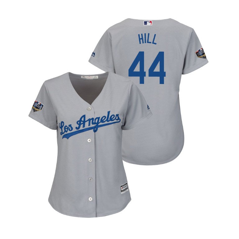 Women - Los Angeles Dodgers Gray #44 Rich Hill Cool Base Jersey 2018 World Series