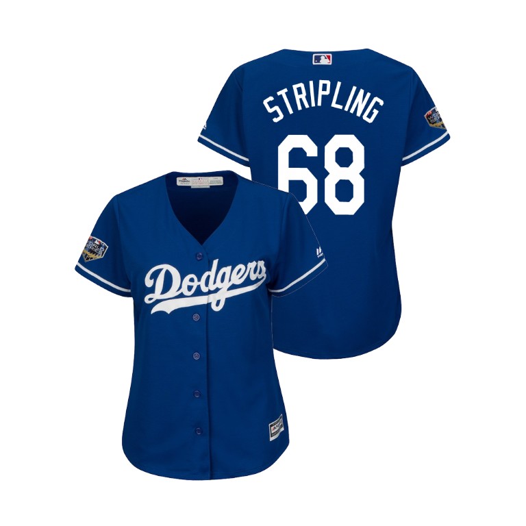 Women - Los Angeles Dodgers Royal #68 Ross Stripling Cool Base Jersey 2018 World Series