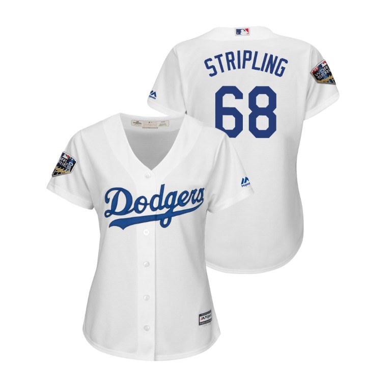 Women - Los Angeles Dodgers White #68 Ross Stripling Cool Base Jersey 2018 World Series