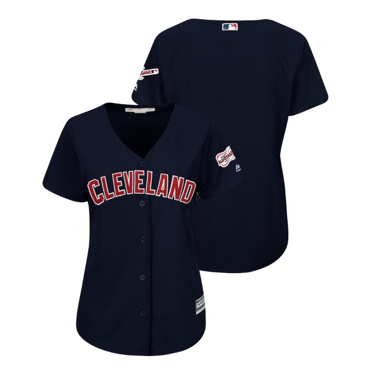 Women - Cleveland Indians Navy 2019 All-Star Game Patch Cool Base Jersey