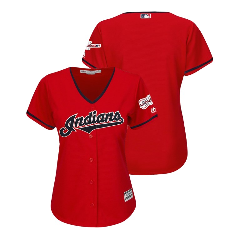 Women - Cleveland Indians Scarlet 2019 All-Star Game Patch Cool Base Jersey
