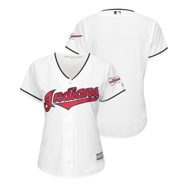 Women - Cleveland Indians White 2019 All-Star Game Patch Cool Base Jersey