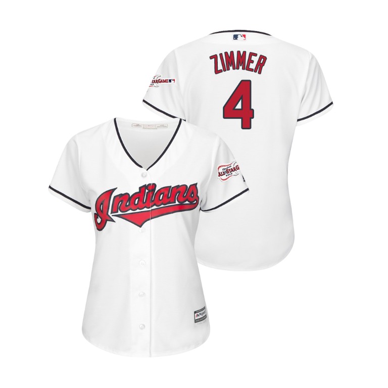 Women - Cleveland Indians 2019 All-Star Game Patch White #4 Bradley Zimmer Cool Base Jersey Women - Cleveland Indians 2019 All-Star Game Patch White #4 Bradley Zimmer Cool Base Jersey