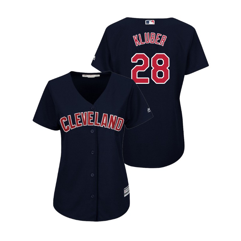 Women - Cleveland Indians Navy #28 2019 Cool Base Corey Kluber Alternate Jersey