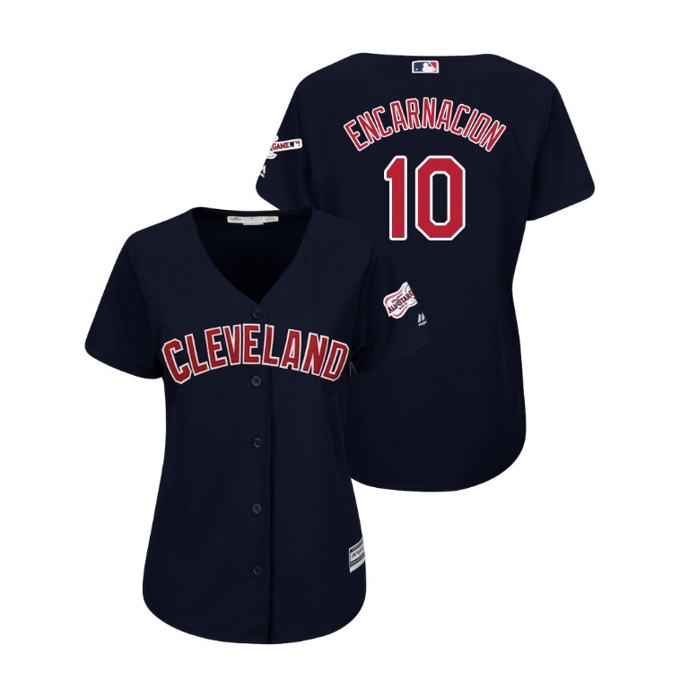 Women - Cleveland Indians 2019 All-Star Game Patch Navy #10 Edwin Encarnacion Cool Base Jersey