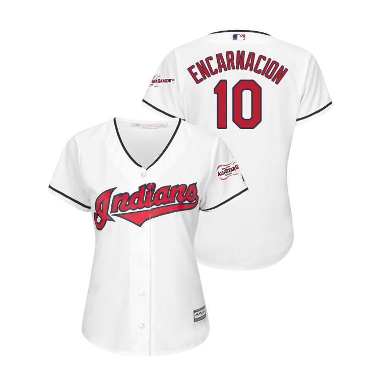Women - Cleveland Indians 2019 All-Star Game Patch White #10 Edwin Encarnacion Cool Base Jersey
