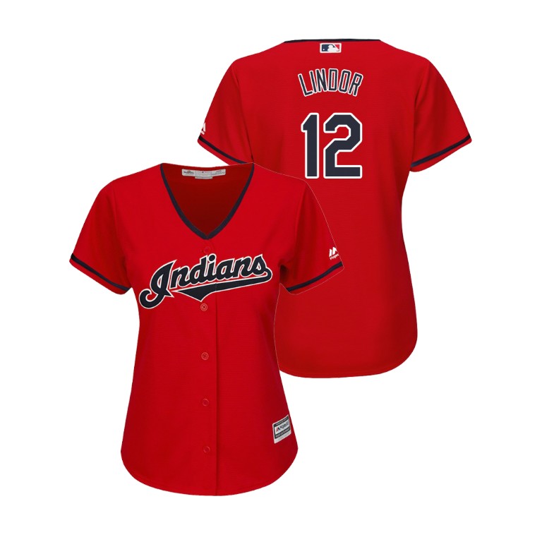 Women - Cleveland Indians Scarlet #12 2019 Cool Base Francisco Lindor Alternate Jersey Women - Cleveland Indians Scarlet #12 2019 Cool Base Francisco Lindor Alternate Jersey