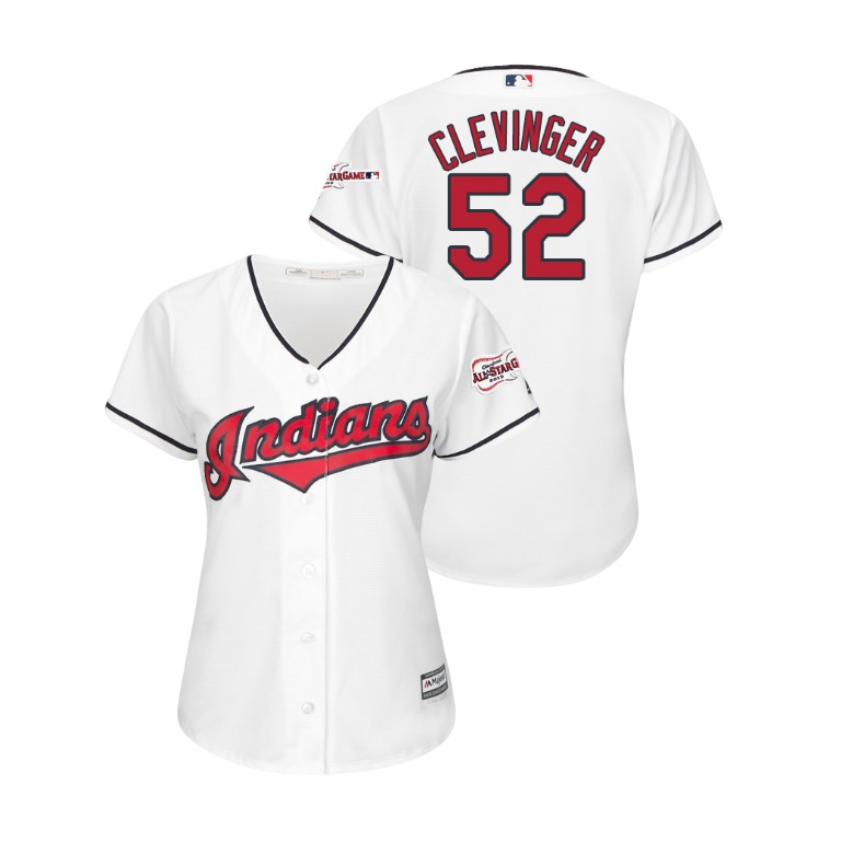 Women - Cleveland Indians 2019 All-Star Game Patch White #52 Mike Clevinger Cool Base Jersey
