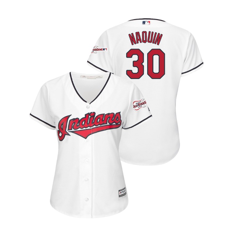 Women - Cleveland Indians 2019 All-Star Game Patch White #30 Tyler Naquin Cool Base Jersey