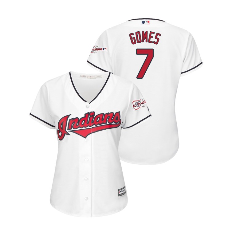 Women - Cleveland Indians 2019 All-Star Game Patch White #7 Yan Gomes Cool Base Jersey Women - Cleveland Indians 2019 All-Star Game Patch White #7 Yan Gomes Cool Base Jersey