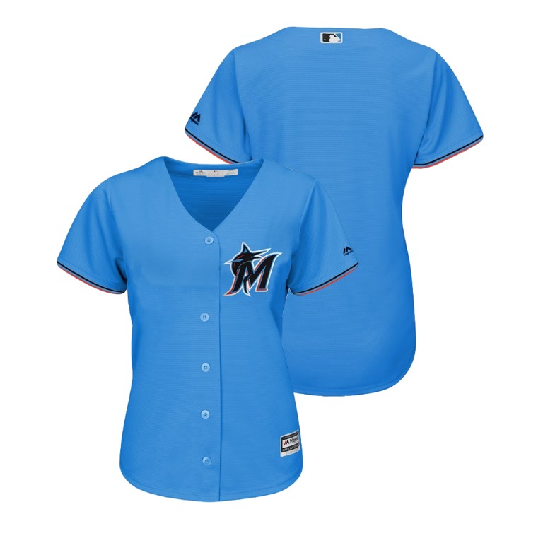 Women - Miami Marlins Blue 2019 Cool Base Alternate Jersey