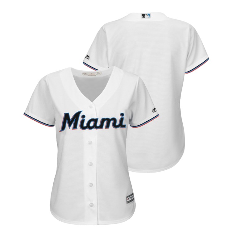 Women - Miami Marlins White 2019 Cool Base Home Jersey