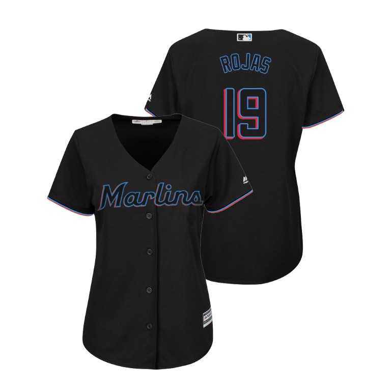 Women - Miami Marlins Black #19 2019 Cool Base Miguel Rojas Alternate Jersey Women - Miami Marlins Black #19 2019 Cool Base Miguel Rojas Alternate Jersey