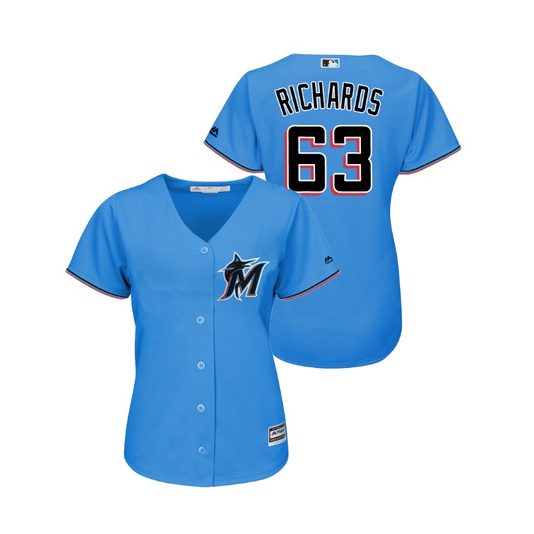 Women - Miami Marlins Blue #63 2019 Cool Base Trevor Richards Alternate Jersey