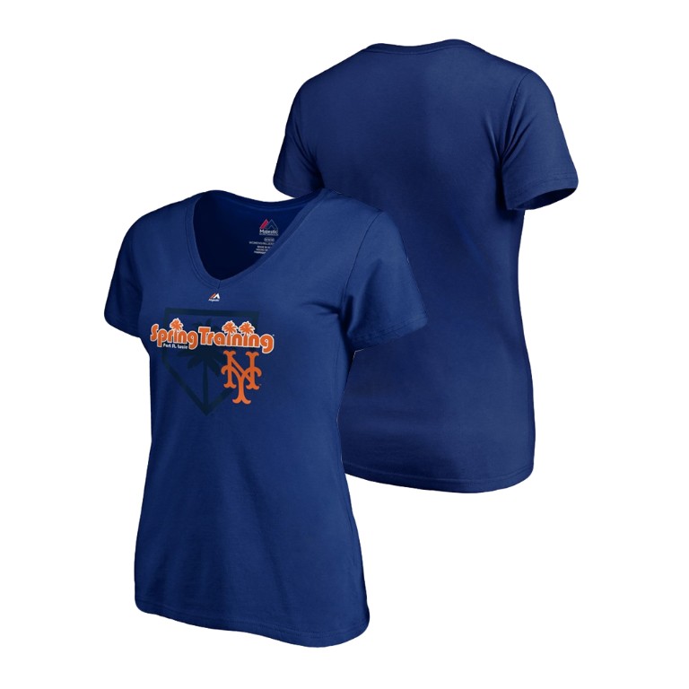 Women - New York Mets Vintage Royal V-Neck T-Shirt 2019 Spring Training Women - New York Mets Vintage Royal V-Neck T-Shirt 2019 Spring Training