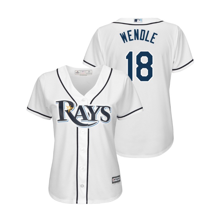 Women - Tampa Bay Rays White #18 2019 Cool Base Joey Wendle Home Jersey Women - Tampa Bay Rays White #18 2019 Cool Base Joey Wendle Home Jersey