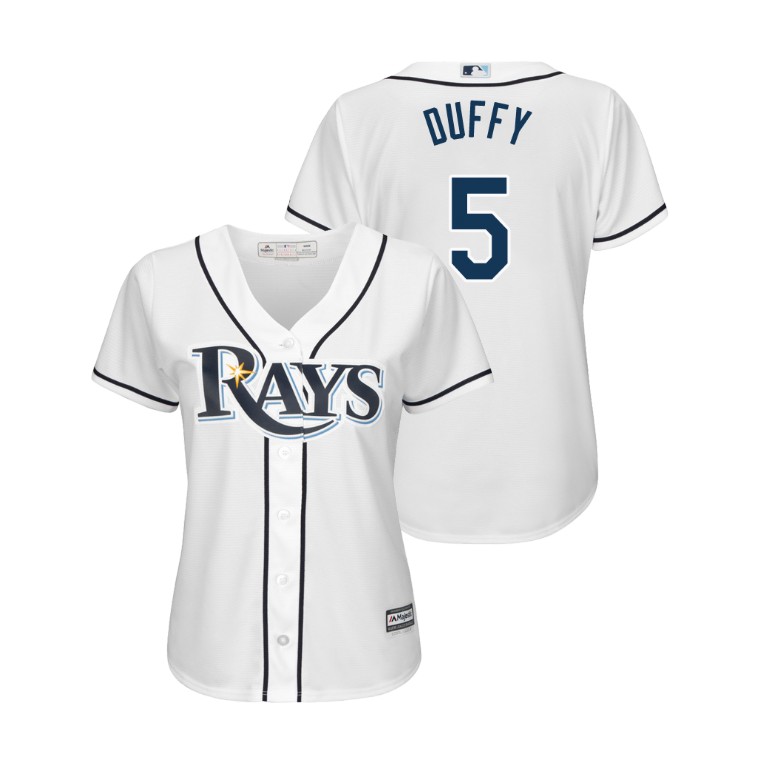 Women - Tampa Bay Rays White #5 2019 Cool Base Matt Duffy Home Jersey