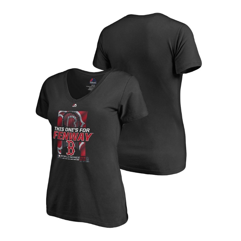 Women - Boston Red Sox Parade Black Majestic V-Neck T-Shirt 2018 World Series Champions