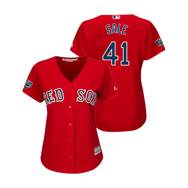 Women - Boston Red Sox Scarlet #41 Chris Sale Cool Base Jersey 2018 World Series
