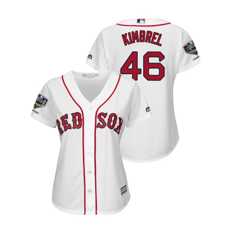 Women - Boston Red Sox White #46 Craig Kimbrel Cool Base Jersey 2018 World Series Champions