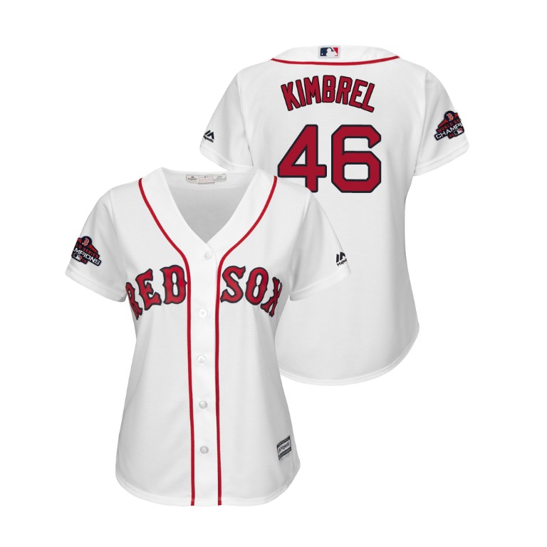 Women - Boston Red Sox White #46 Craig Kimbrel Team Logo Patch Jersey 2018 World Series Champions Women - Boston Red Sox White #46 Craig Kimbrel Team Logo Patch Jersey 2018 World Series Champions