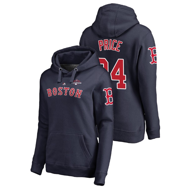 Women - Boston Red Sox #24 Navy David Price Pullover Majestic Hoodie 2018 World Series Champions Women - Boston Red Sox #24 Navy David Price Pullover Majestic Hoodie 2018 World Series Champions