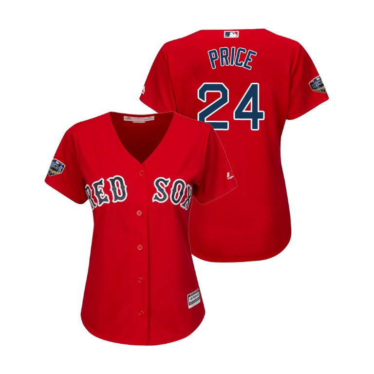Women - Boston Red Sox Scarlet #24 David Price Cool Base Jersey 2018 World Series