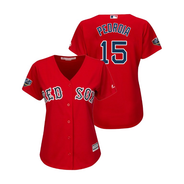 Women - Boston Red Sox Scarlet #15 Dustin Pedroia Cool Base Jersey 2018 World Series Women - Boston Red Sox Scarlet #15 Dustin Pedroia Cool Base Jersey 2018 World Series