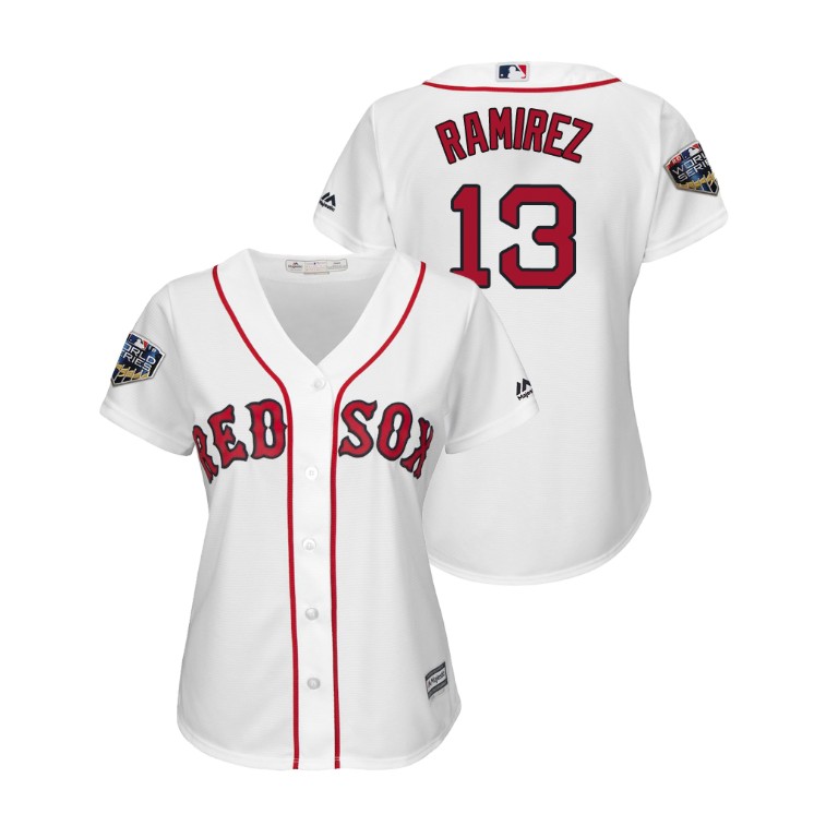 Women - Boston Red Sox White #13 Hanley Ramirez Cool Base Jersey 2018 World Series