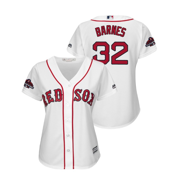 Women - Boston Red Sox White #32 Matt Barnes Team Logo Patch Jersey 2018 World Series Champions