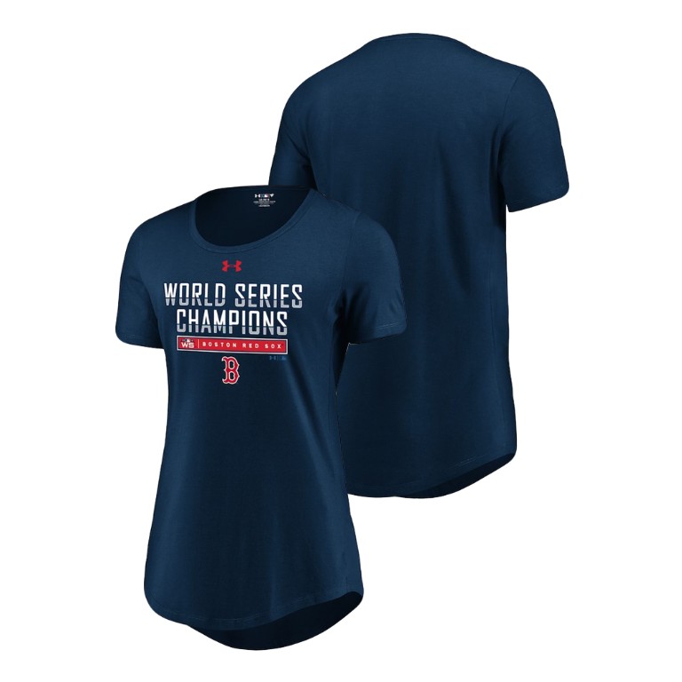 Women - Boston Red Sox Clear Sign Navy Under Armour Scoop Neck T-Shirt 2018 World Series Champions Women - Boston Red Sox Clear Sign Navy Under Armour Scoop Neck T-Shirt 2018 World Series Champions
