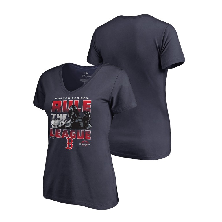 Women - Boston Red Sox Star Wars Rule the League Navy V-Neck T-Shirt 2018 World Series Champions Women - Boston Red Sox Star Wars Rule the League Navy V-Neck T-Shirt 2018 World Series Champions