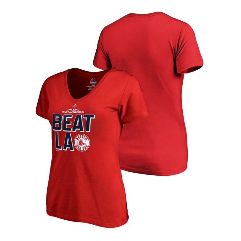Women - Boston Red Sox Beat LA Red Bound Majestic T-Shirt 2018 World Series Women - Boston Red Sox Beat LA Red Bound Majestic T-Shirt 2018 World Series