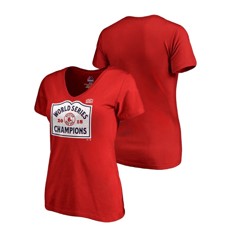 Women - Boston Red Sox Entering Boston Red Majestic T-Shirt 2018 World Series Champions