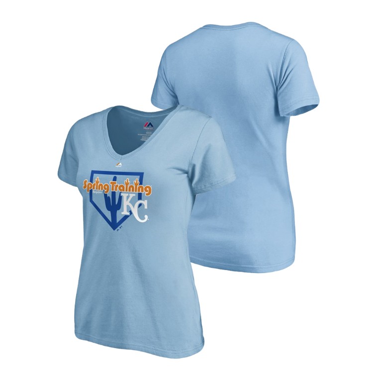 Women - Kansas City Royals Vintage Light Blue V-Neck T-Shirt 2019 Spring Training