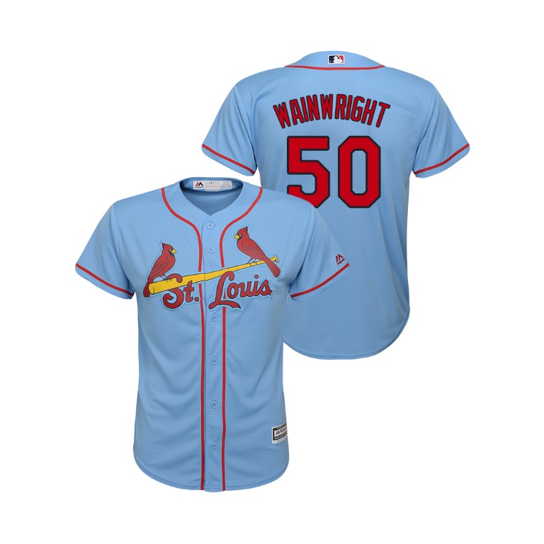 Kid's St. Louis Cardinals Horizon Blue #50 2019 Cool Base Adam Wainwright Alternate Jersey