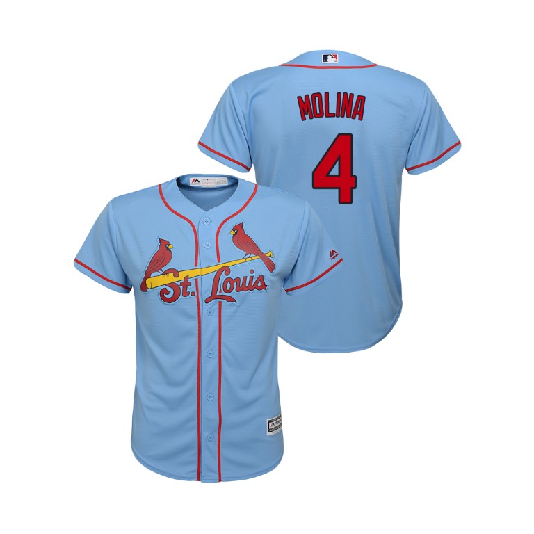 Kid's St. Louis Cardinals Horizon Blue #4 2019 Cool Base Yadier Molina Alternate Jersey