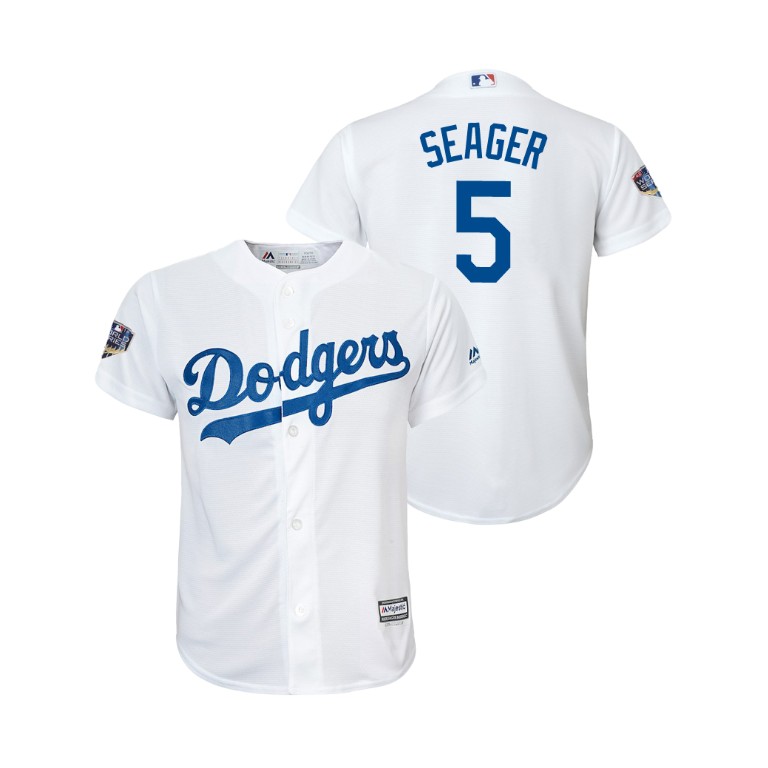 Youth Los Angeles Dodgers White #5 Corey Seager Cool Base Jersey 2018 World Series Youth Los Angeles Dodgers White #5 Corey Seager Cool Base Jersey 2018 World Series
